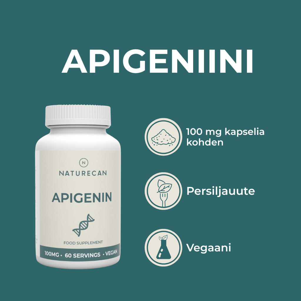 Apigeniini Lisäravinne tuotepurkki