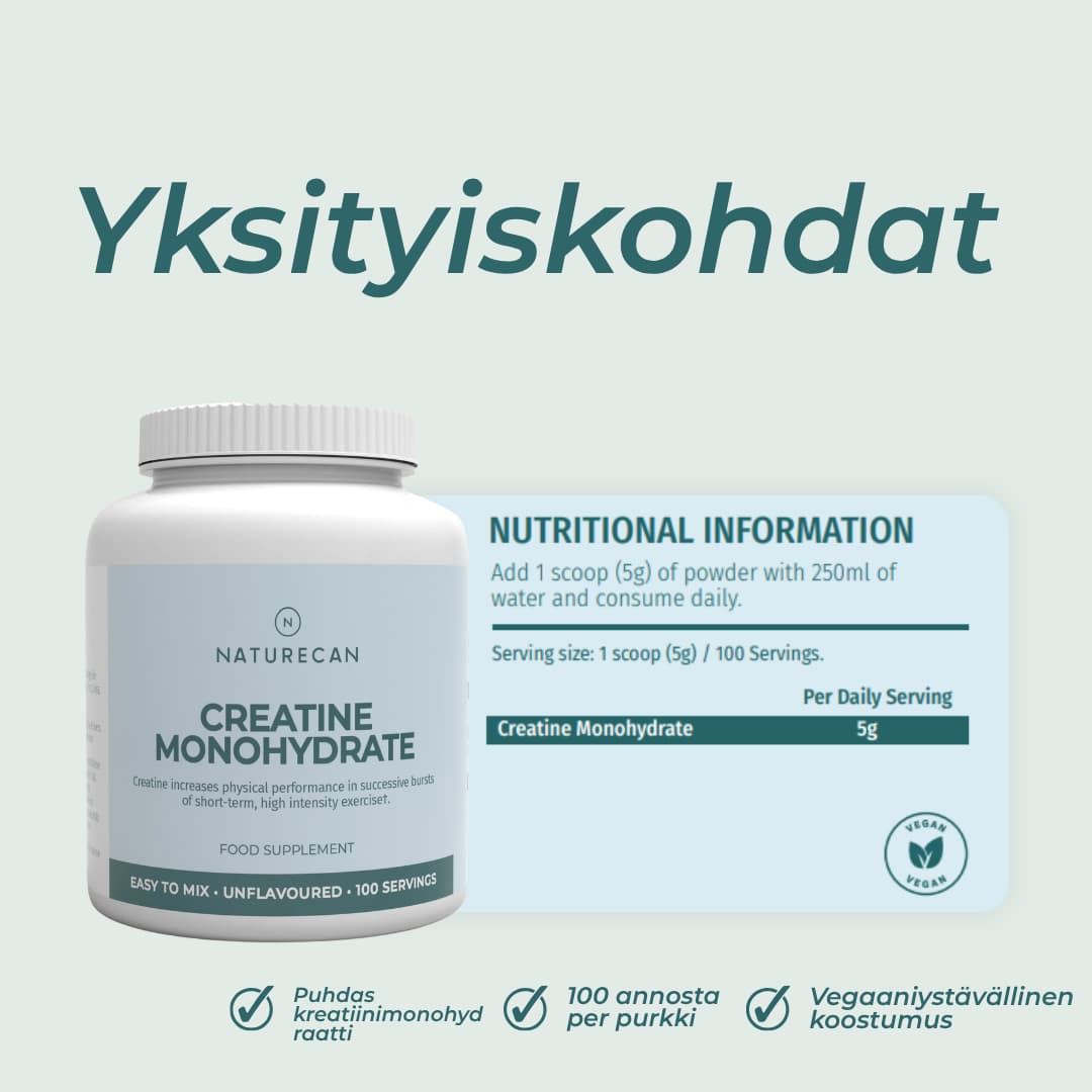 Kreatiinimonohydraatti yksityiskohdat