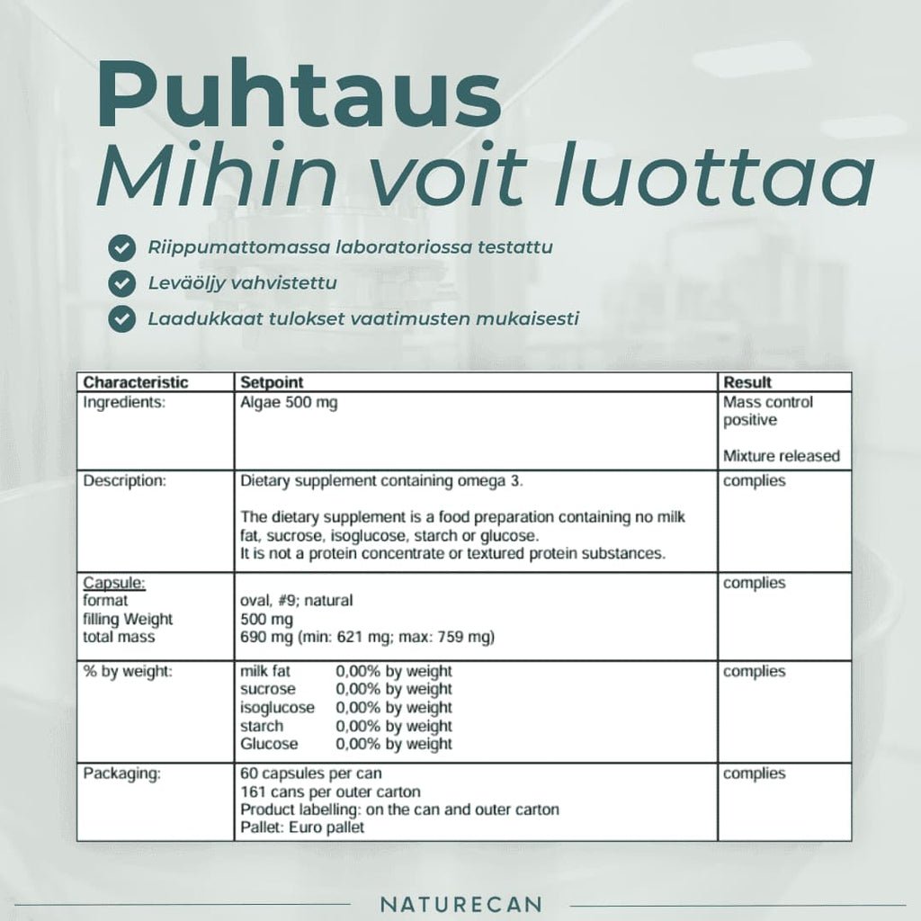 Vegaaniset Omega-3 puhtaus
