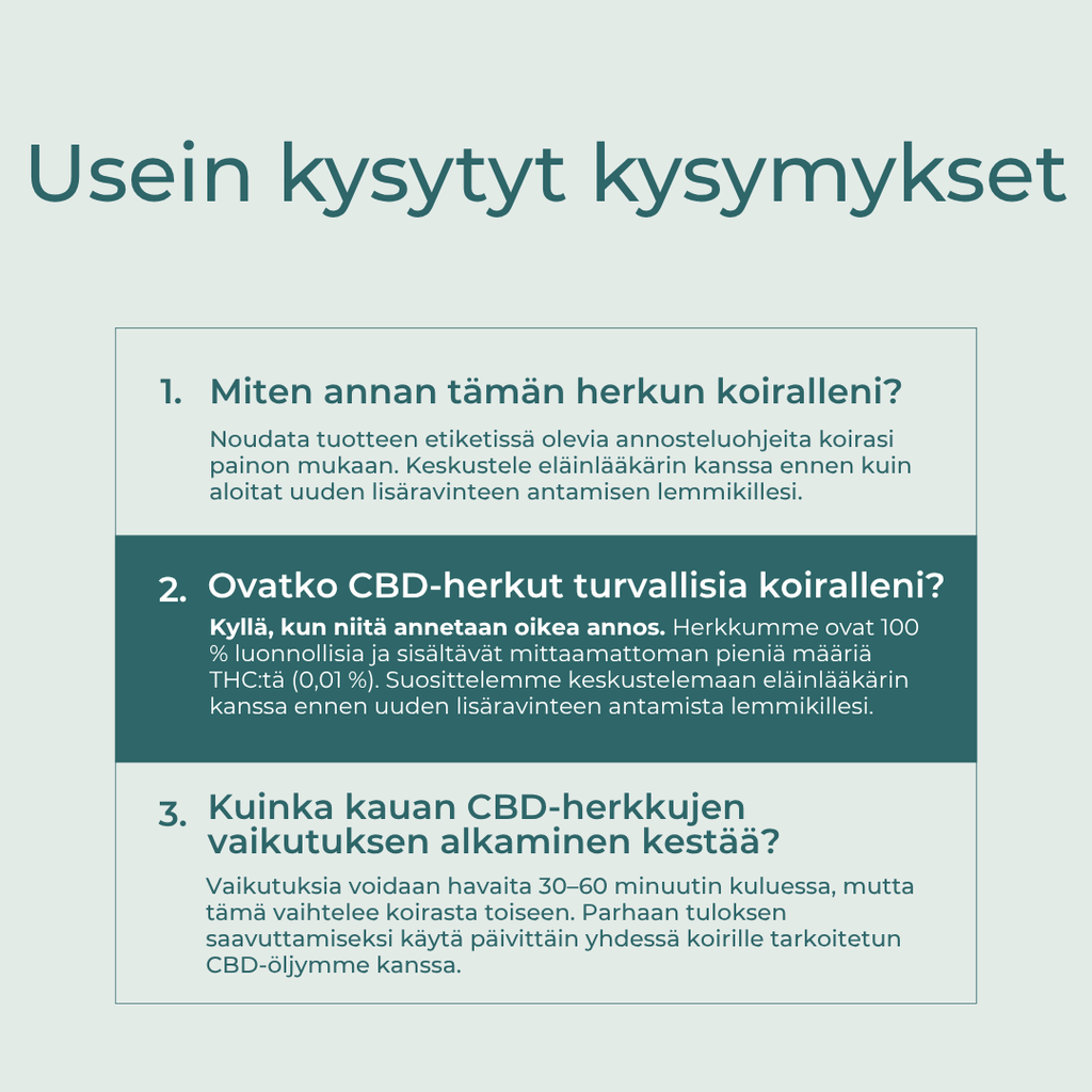 ovatko CBD-herkut turvallisia koiralle?