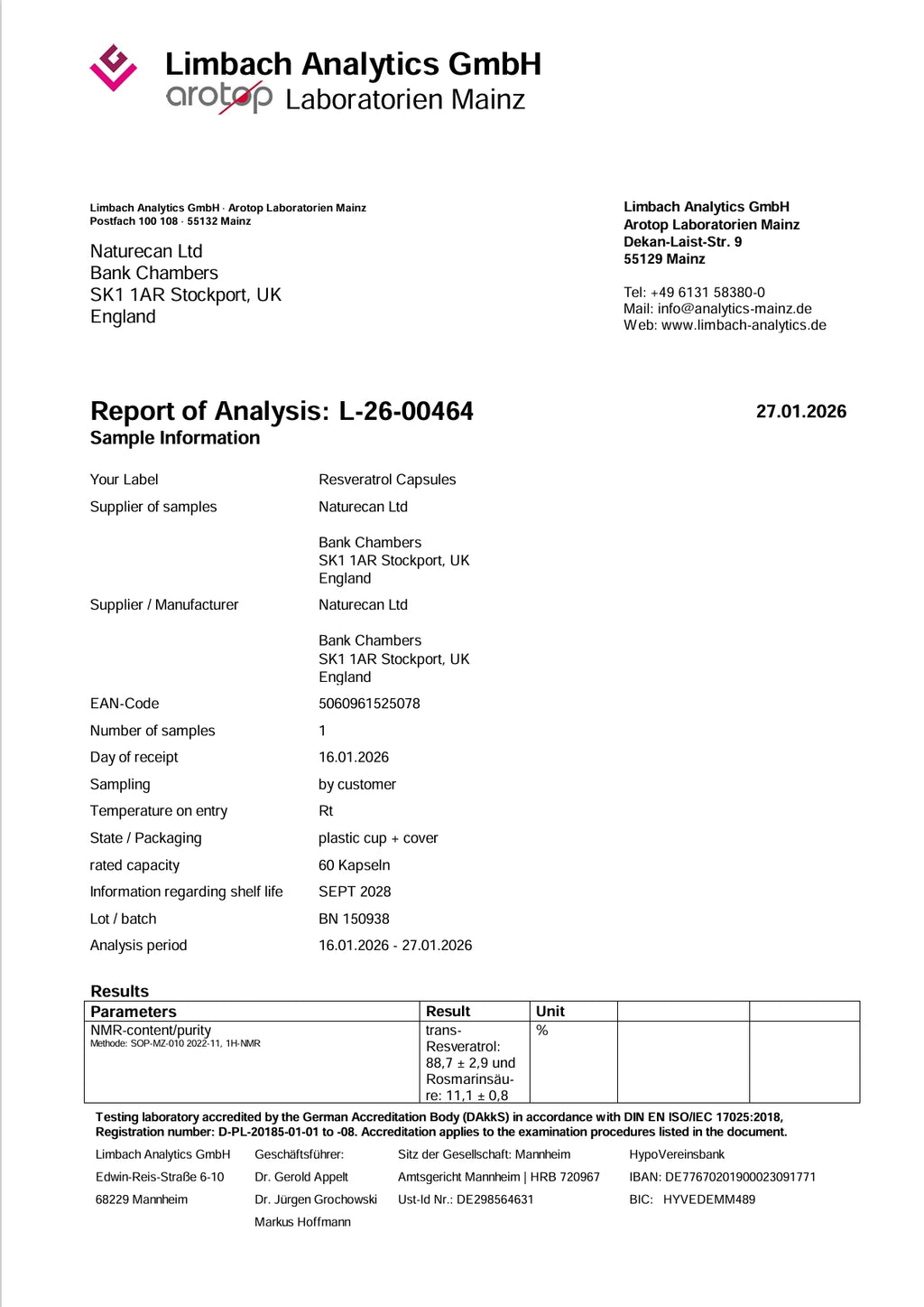 Analyysitodistus