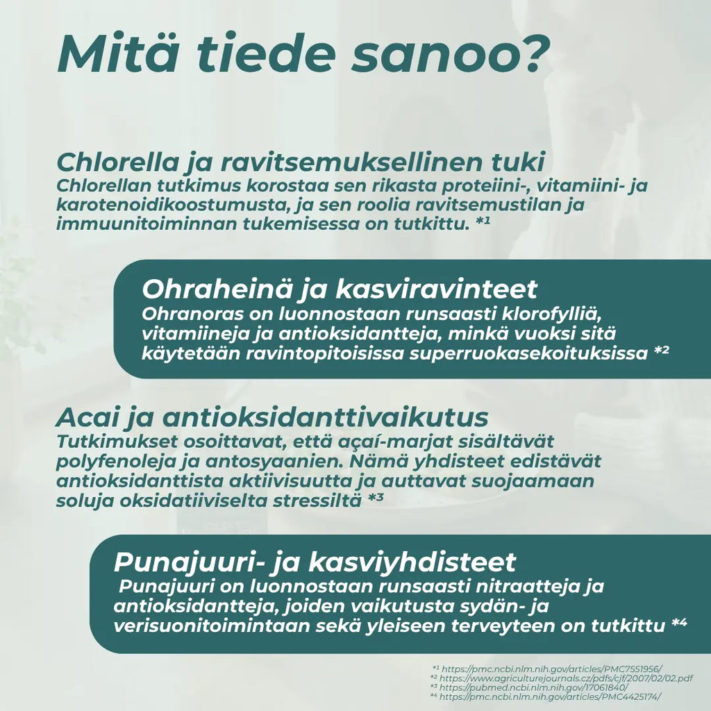 Luomu Superfood Jauhe tutkimus