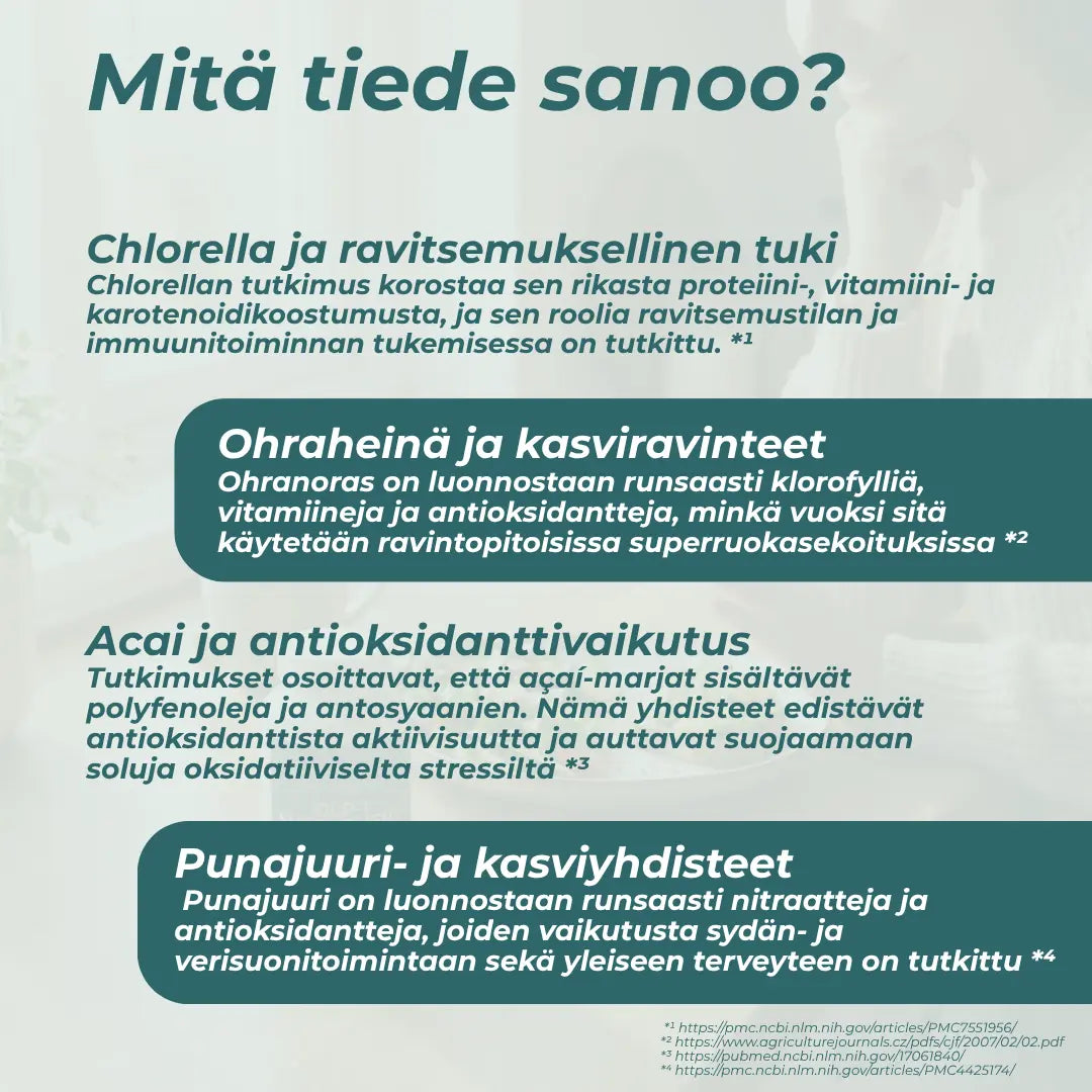 Luomu Superfood Jauhe tutkimus
